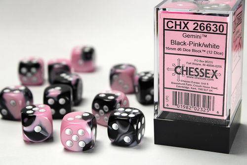 Würfelset: Gemini Black-Pink/white (12)