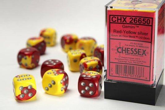 Würfelset: Gemini Red-Yellow/silver (12)