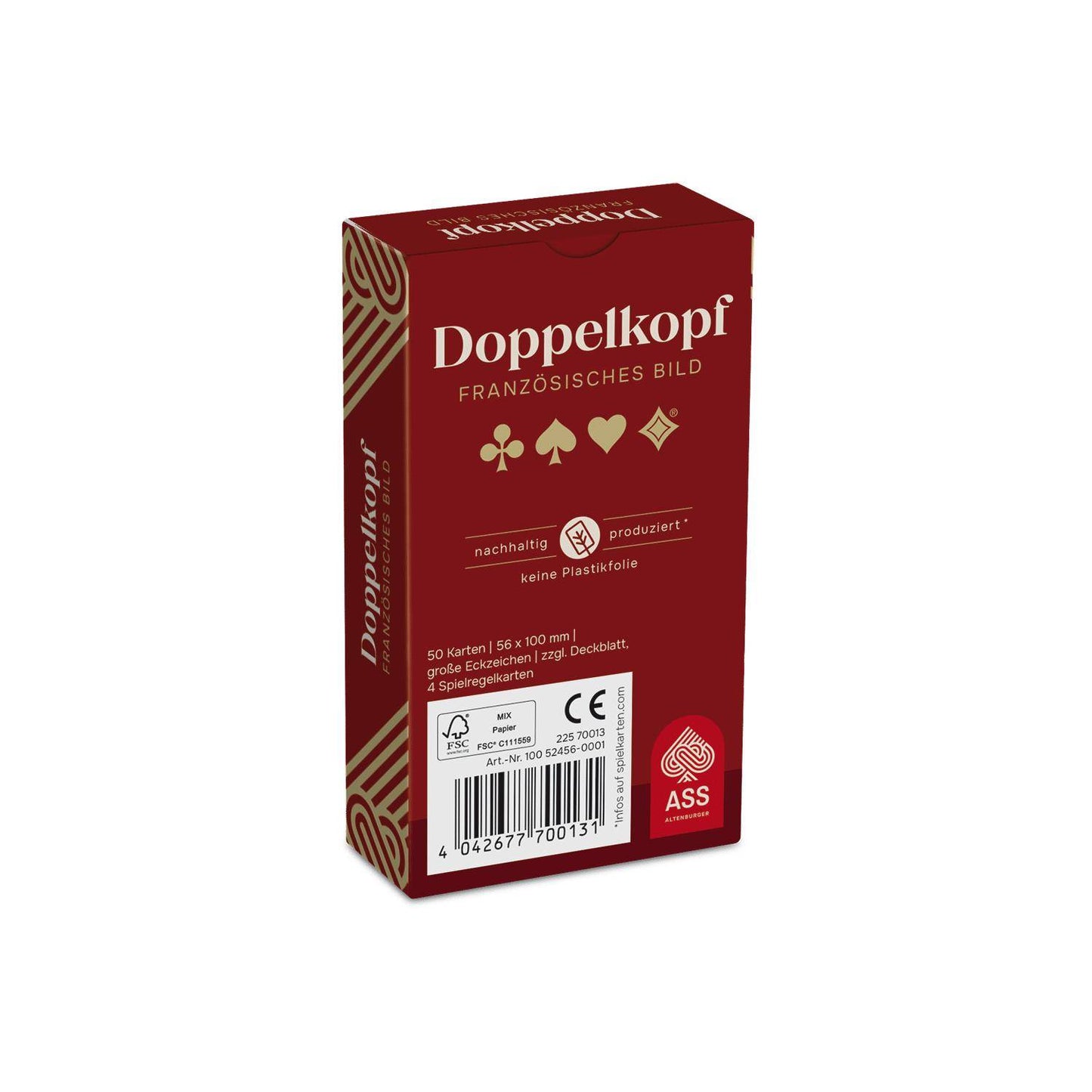FSC Doppelkopf mit großen Eckzeichen, französisches Bild, deutsch