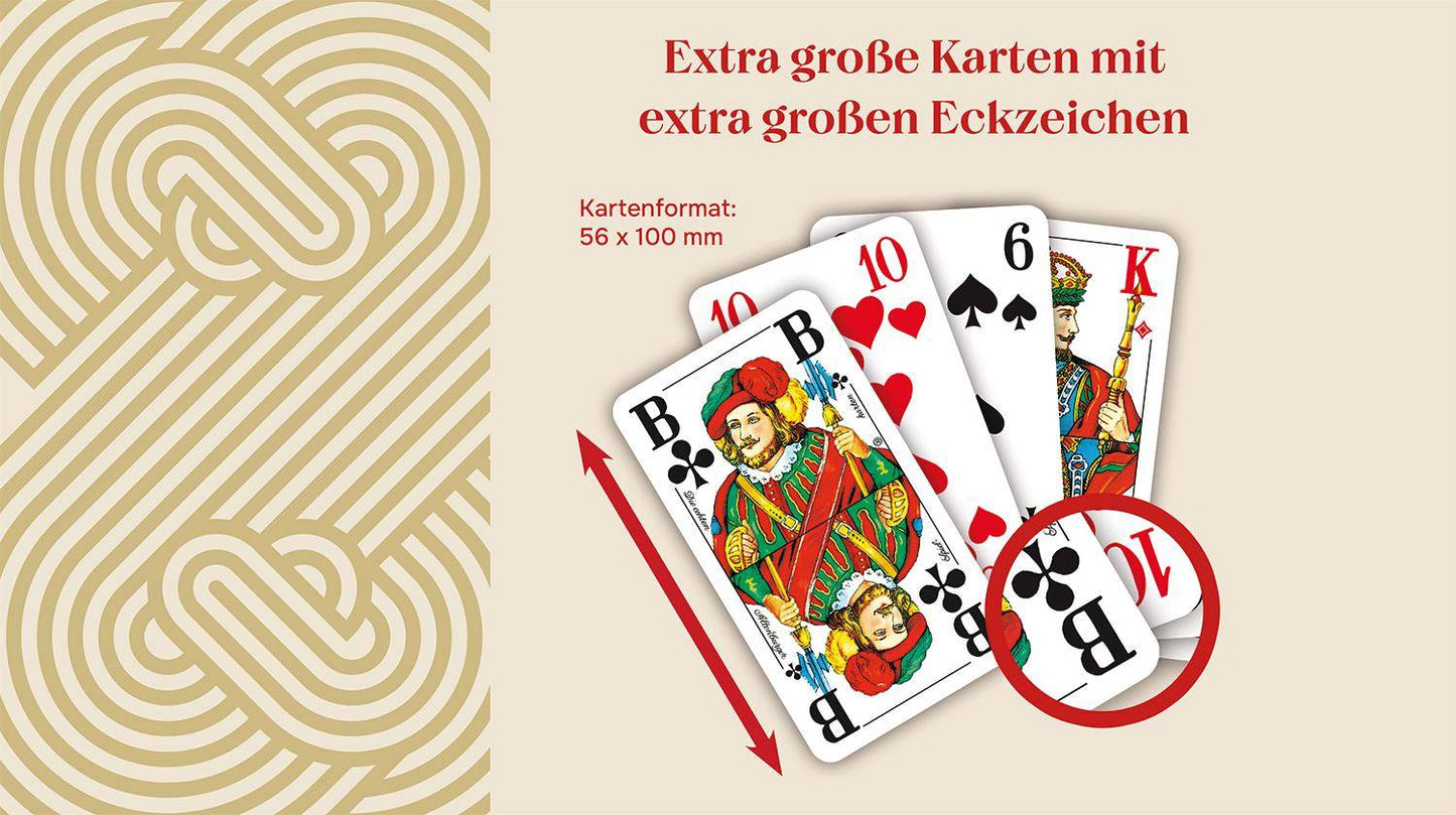 FSC Doppelkopf mit großen Eckzeichen, französisches Bild, deutsch