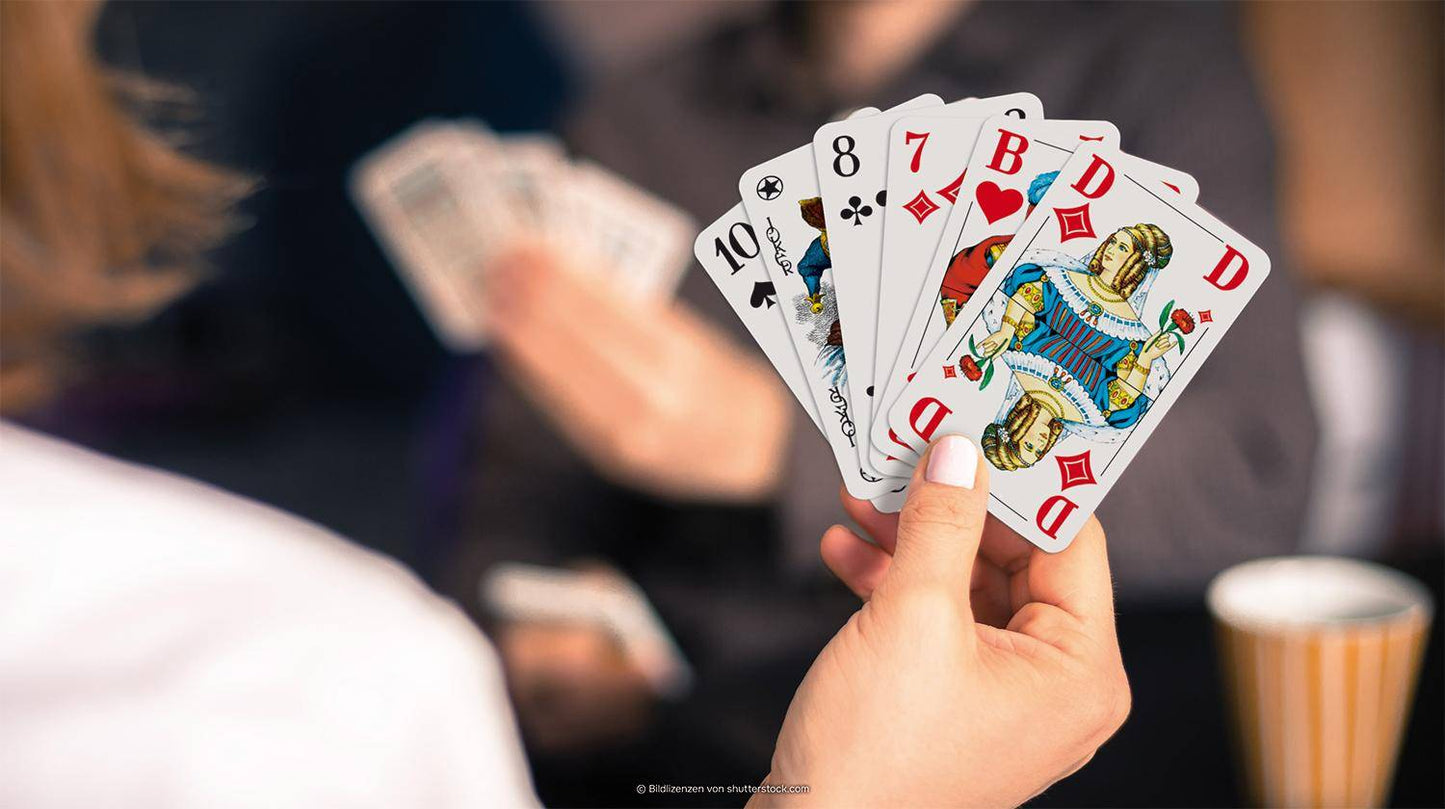 FSC Rommé mit großen Eckzeichen, französisches Bild, deutsch