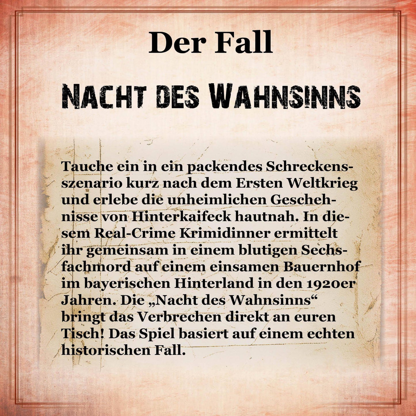 Nacht des Wahnsinns - Real Crime Dinner, deutsch