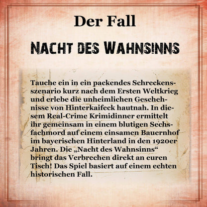 Nacht des Wahnsinns - Real Crime Dinner, deutsch