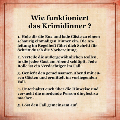 Nacht des Wahnsinns - Real Crime Dinner, deutsch