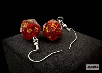 Ohrhänger MINI D20 Glitter Ruby (1 Paar), sprachunabhängig