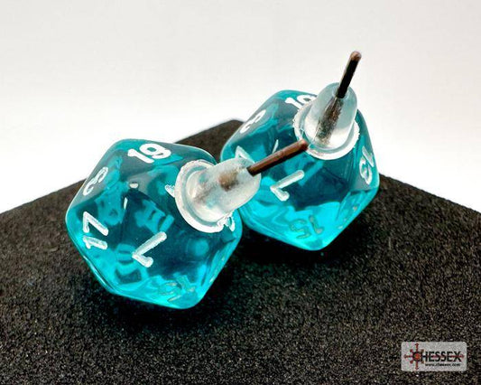 Ohrstecker MINI D20 Translucent Teal (1 Paar), sprachunabhängig