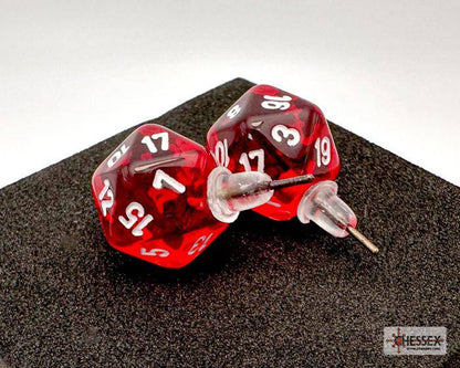 Ohrstecker MINI D20 Translucent Red (1 Paar), sprachunabhängig