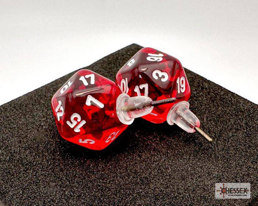 Ohrstecker MINI D20 Translucent Red (1 Paar), sprachunabhängig