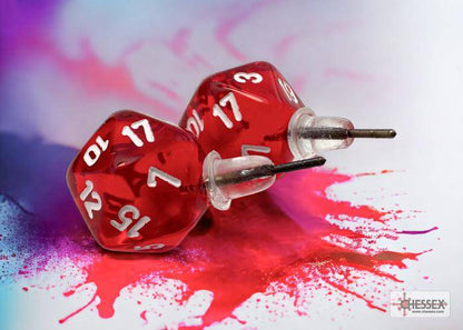 Ohrstecker MINI D20 Translucent Red (1 Paar), sprachunabhängig