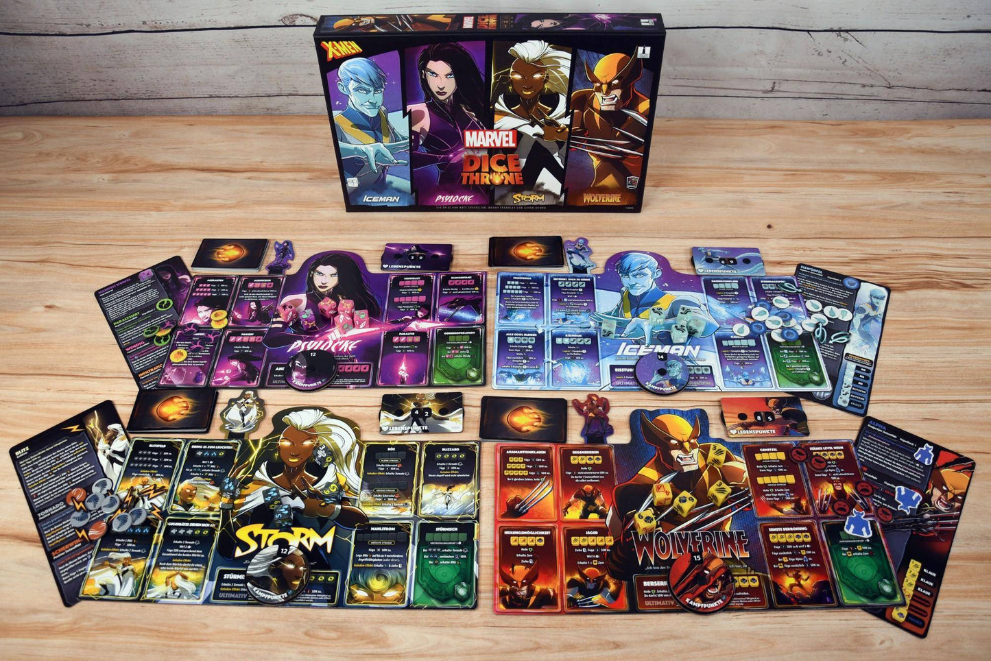 X-Men Dice Throne: Iceman, Psylocke, Storm, Wolverine, deutsch