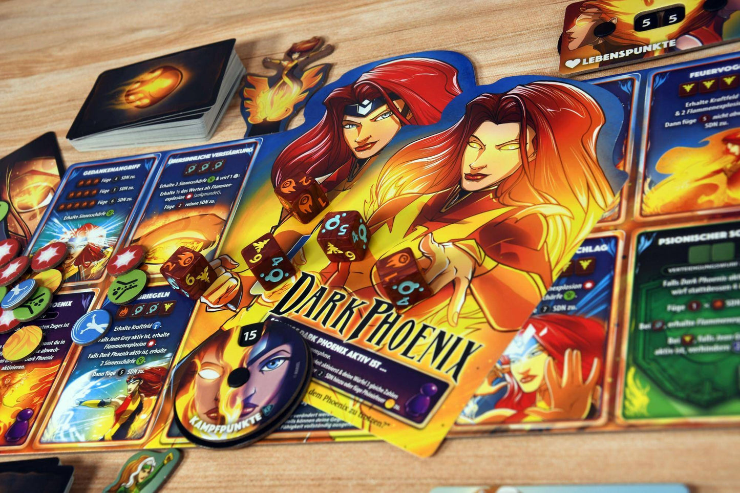 X-Men Dice Throne: Cyclops, Gambit, Rogue, Jean Grey, deutsch