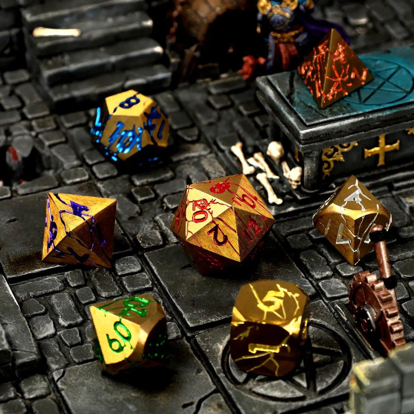 Chromatic Ruin (Critstones Anniversary Edition) Metal Rpg Dice Set, sprachunabhängig