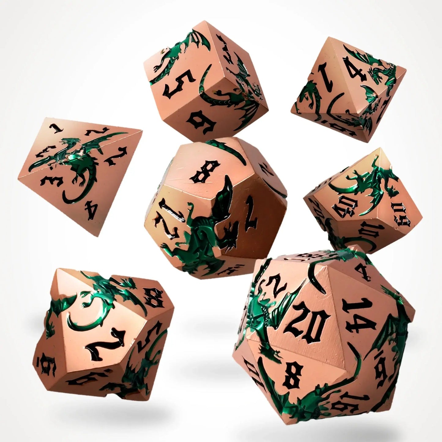 Viridian Flame Metal Rpg Dice Set, sprachunabhängig