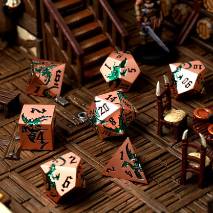 Viridian Flame Metal Rpg Dice Set, sprachunabhängig