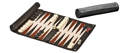 Backgammon Reise, Aufrollbares Spielfeld, Kunstleder, sprachunabhängig