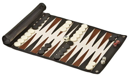 Backgammon Reise, Aufrollbares Spielfeld, Kunstleder, sprachunabhängig