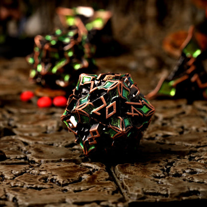 Elfan Woods Metal RPG Dice Set, sprachunabhängig