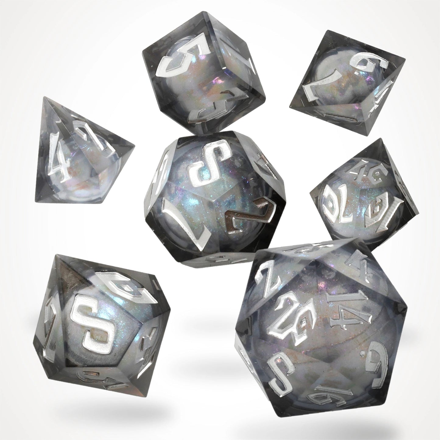 Nebula Night Liquid Core RPG Dice Set, sprachunabhängig