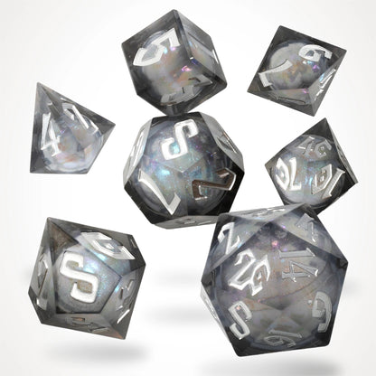 Nebula Night Liquid Core RPG Dice Set, sprachunabhängig