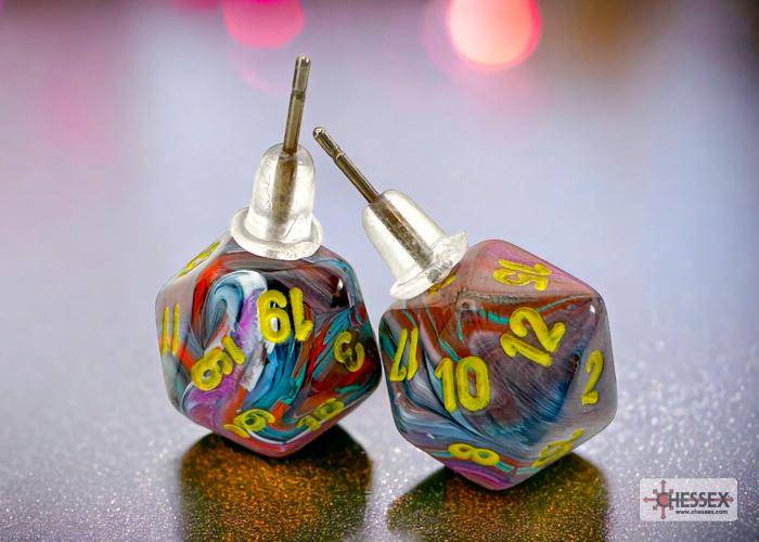 Ohrstecker MINI D20 Festive Mosaic (1 Paar), sprachunabhängig