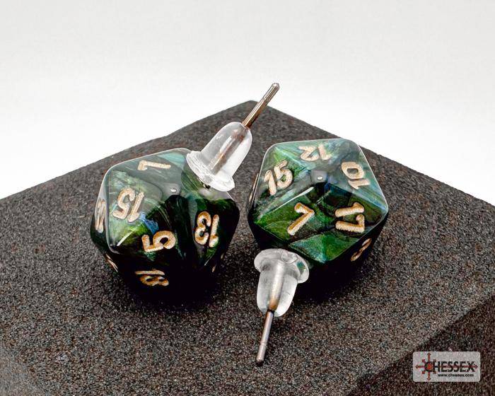Ohrstecker MINI D20 Scarab Jade (1 Paar), sprachunabhängig
