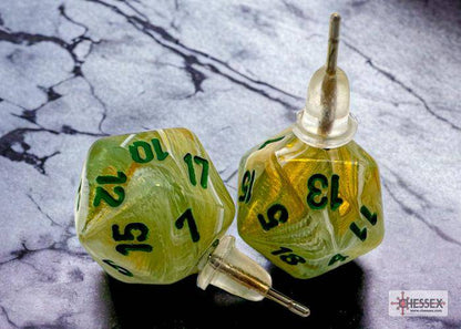 Ohrstecker MINI D20 Marble Green (1 Paar), sprachunabhängig
