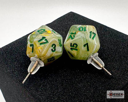 Ohrstecker MINI D20 Marble Green (1 Paar), sprachunabhängig