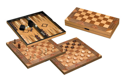 Schach Backgammon Dame Set, Feld 43 mm, sprachunabhängig