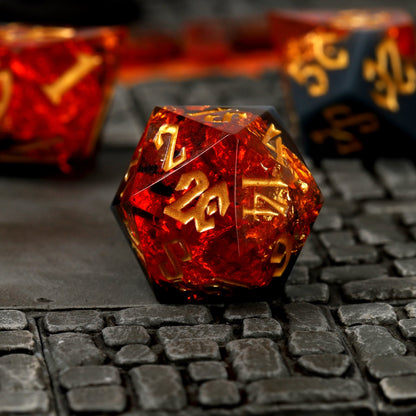 Volcanic Amber Resin RPG Dice Set, sprachunabhängig