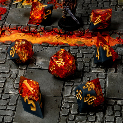 Volcanic Amber Resin RPG Dice Set, sprachunabhängig
