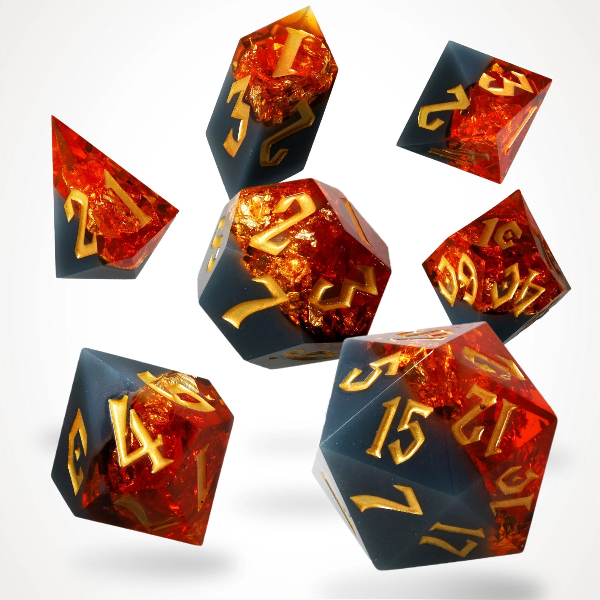 Volcanic Amber Resin RPG Dice Set