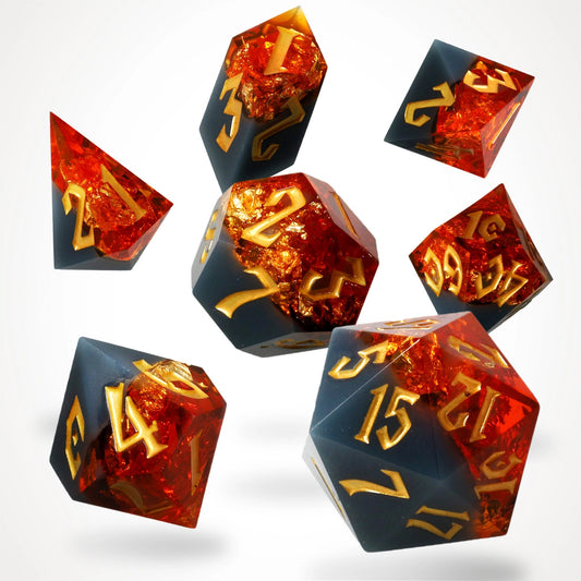 Volcanic Amber Resin RPG Dice Set