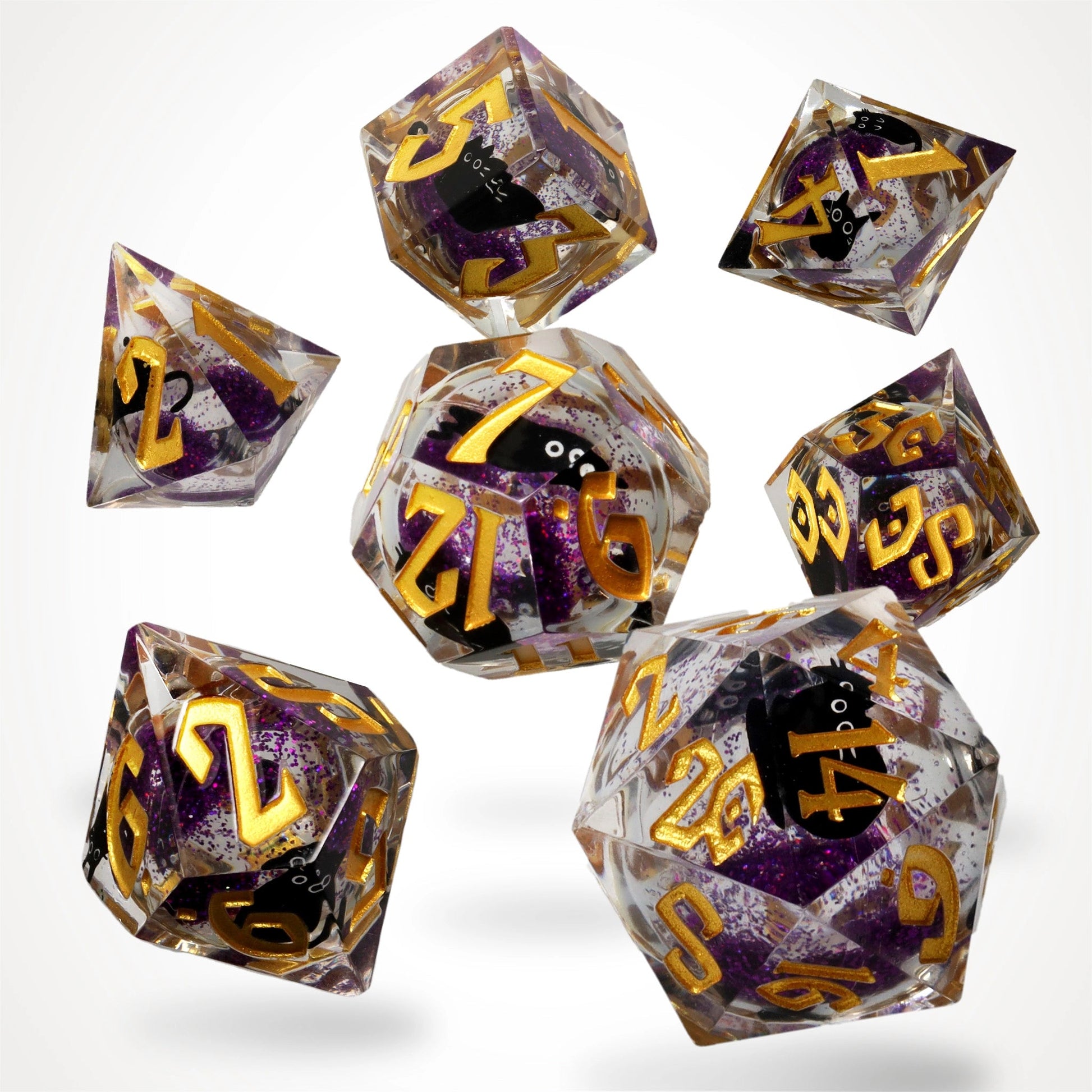 Cantrip Kittens: Amethyst Liquid Core RPG Dice Set