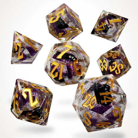 Cantrip Kittens: Amethyst Liquid Core RPG Dice Set