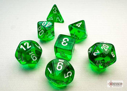 Würfelset Mini Translucent Green/white (7)