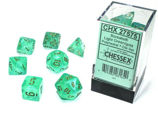 Würfelset Borealis Light Green/gold LUMINARY™ (7)