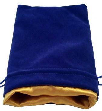 Dice Bag, blauer Samt mit goldenem Futter