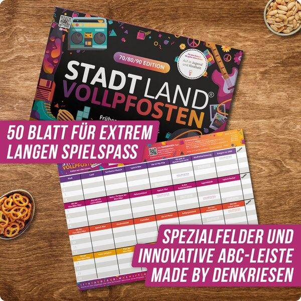 Stadt Land Vollpfosten - 70/80/90 Edition (DinA4-Format)