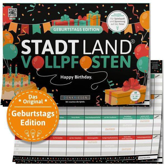 Stadt Land Vollpfosten - Geburtstags Edition (DinA4-Format)